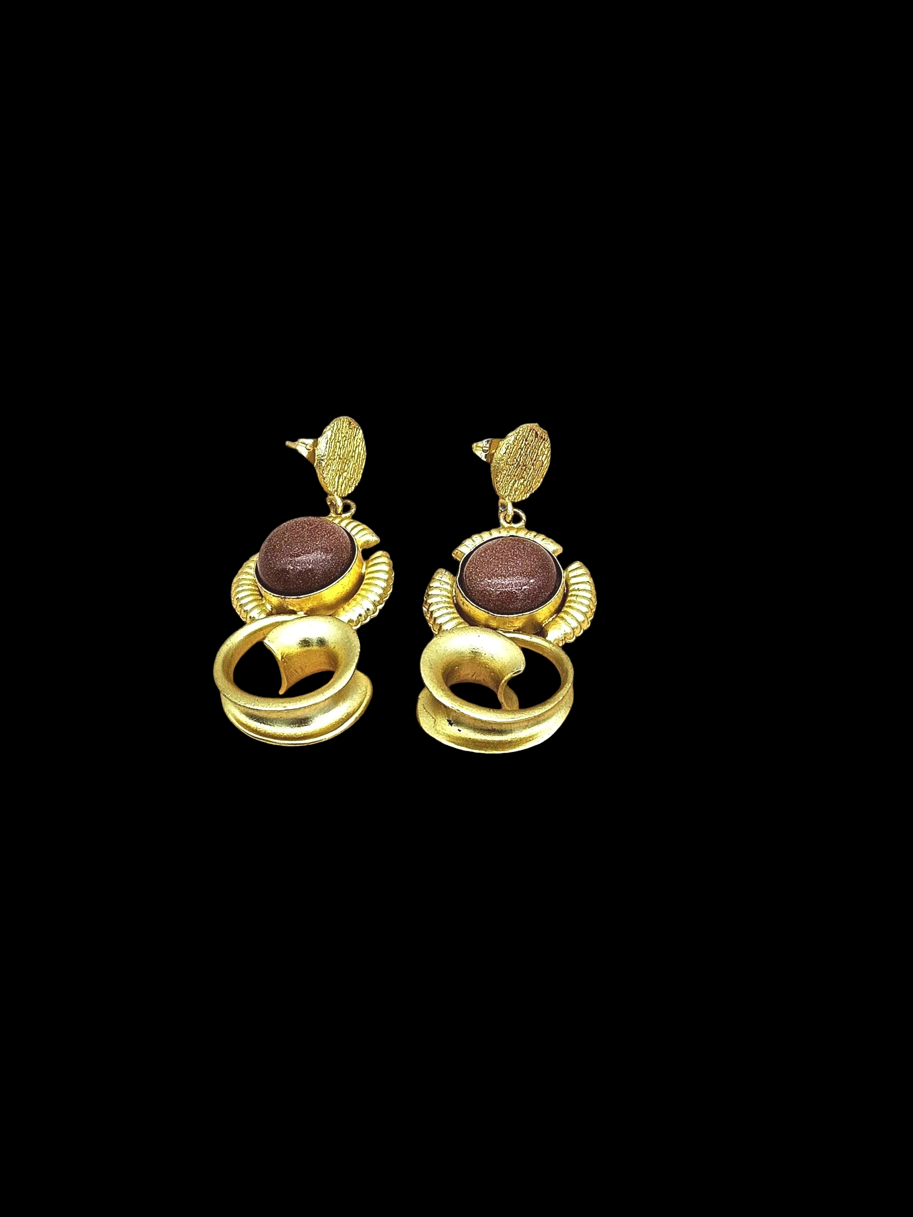 Charming Golden Brown Sun Sitara Stone Cute Designer Dangle Drop Earrings