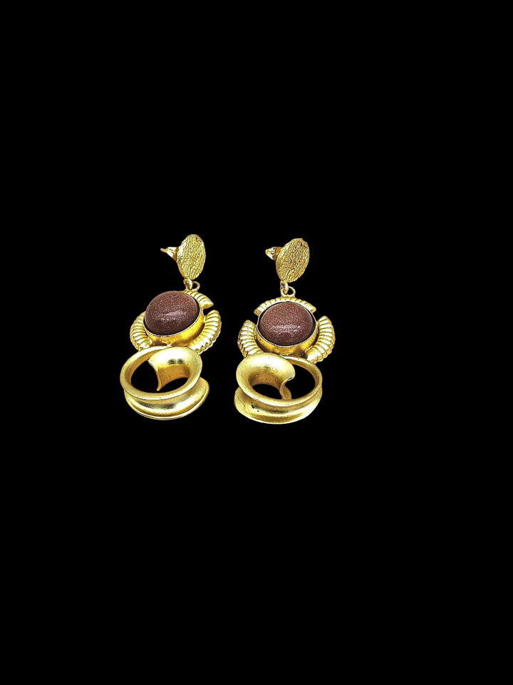 Charming Golden Brown Sun Sitara Stone Cute Designer Dangle Drop Earrings