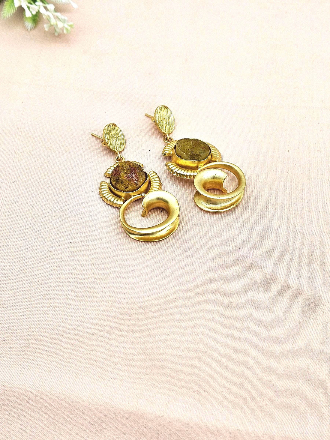 Charming Golden Yellow Druzy Stone Cute Designer Dangle Drop Earrings