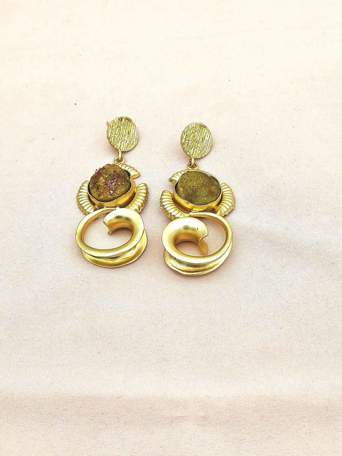 Charming Golden Yellow Druzy Stone Cute Designer Dangle Drop Earrings