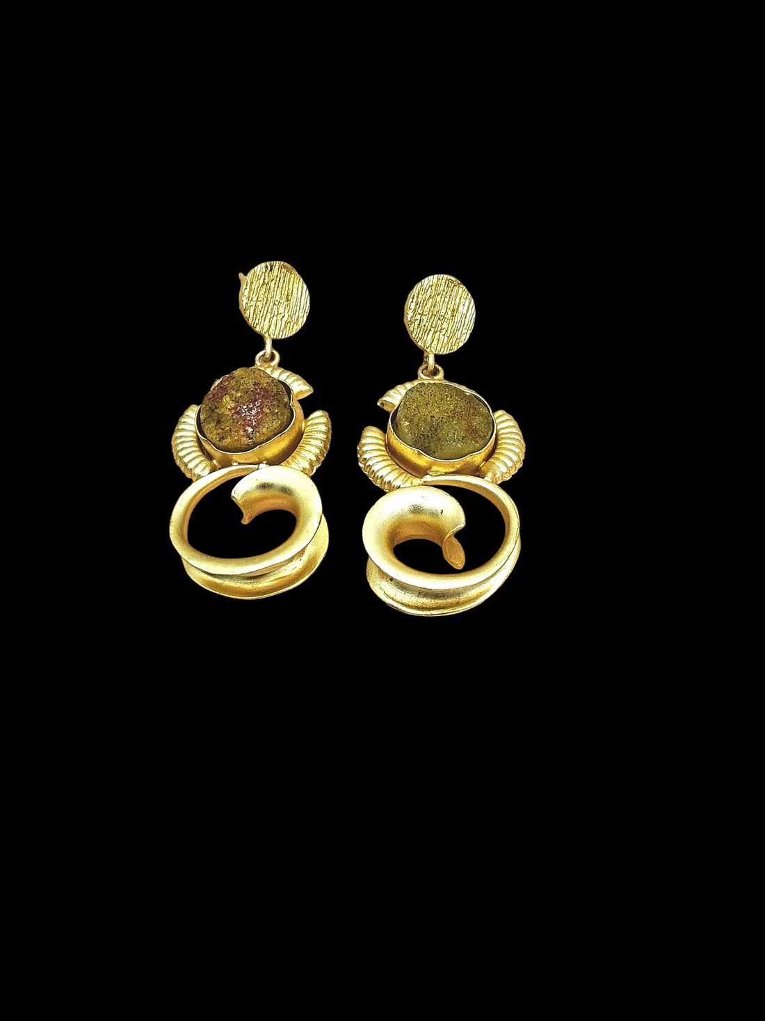 Charming Golden Yellow Druzy Stone Cute Designer Dangle Drop Earrings