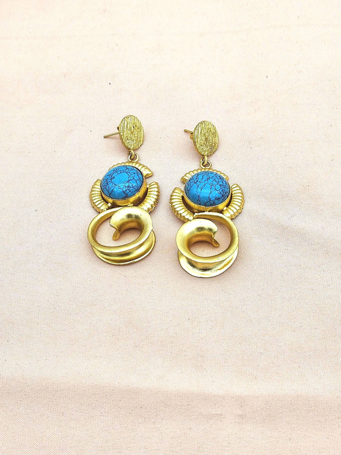 Charming Golden Turquoise Stone Cute Designer Dangle Drop Earrings