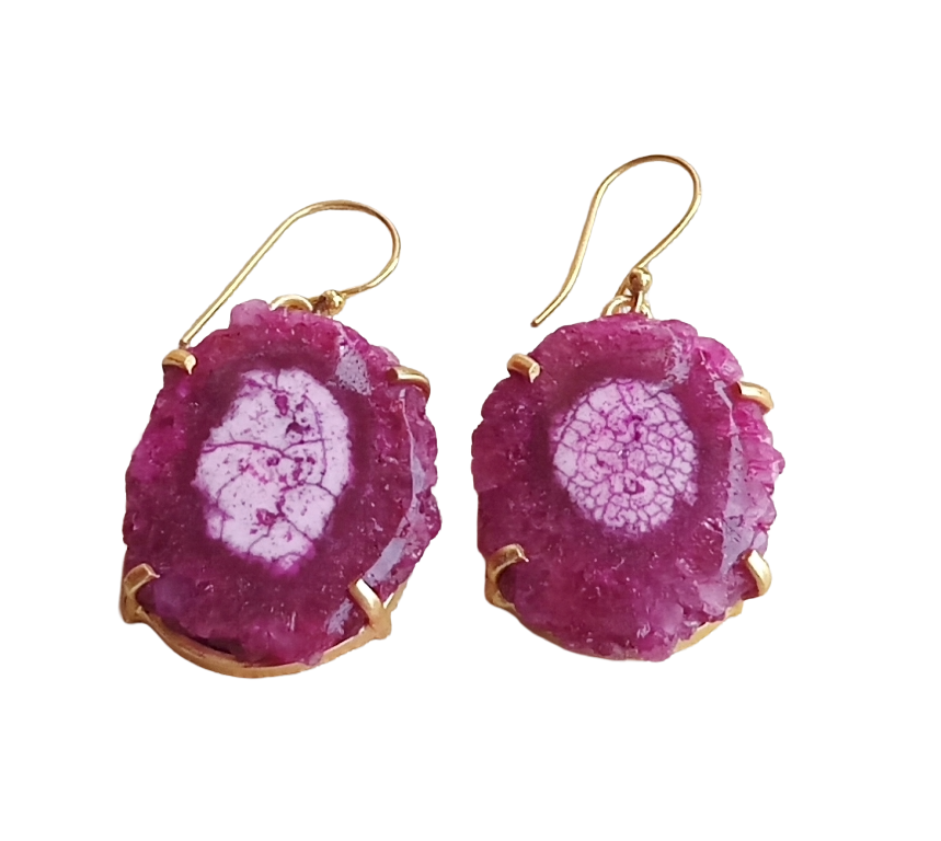 Charming Gold plated Pink Solar Quartz light weight Designer Dangle Drop Earrings