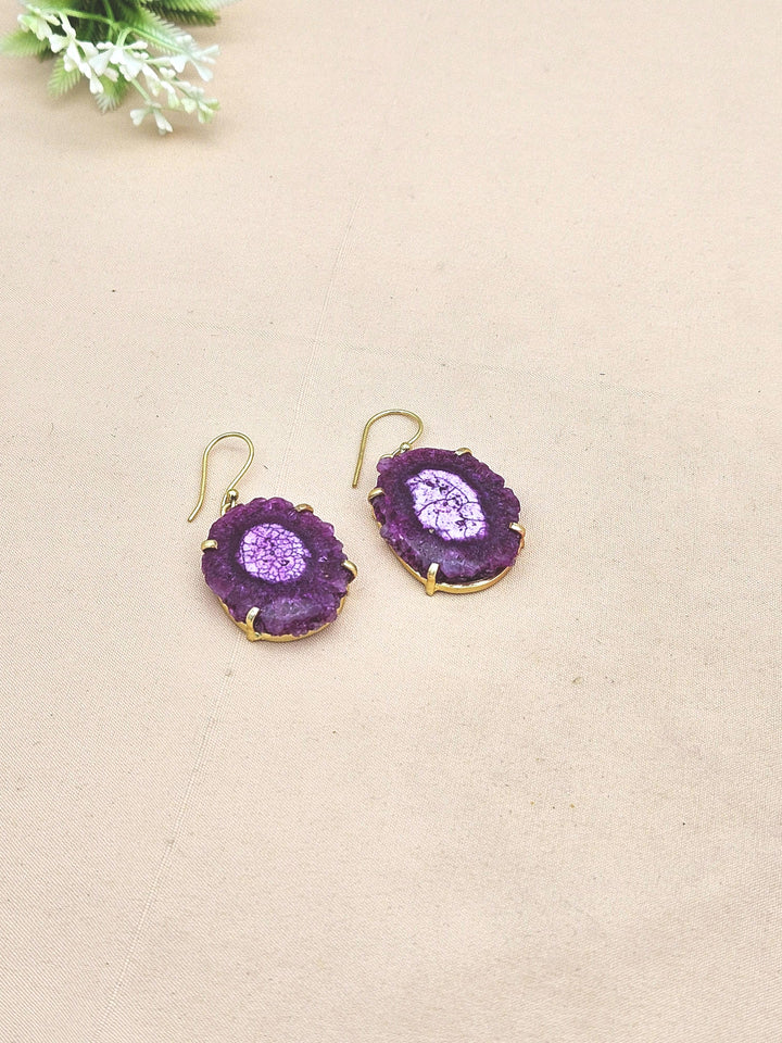 Charming Gold plated Pink Solar Quartz light weight Designer Dangle Drop Earrings
