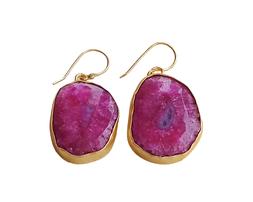Charming Gold plated Pink Solar Quartz light weight Designer Dangle Drop Earrings