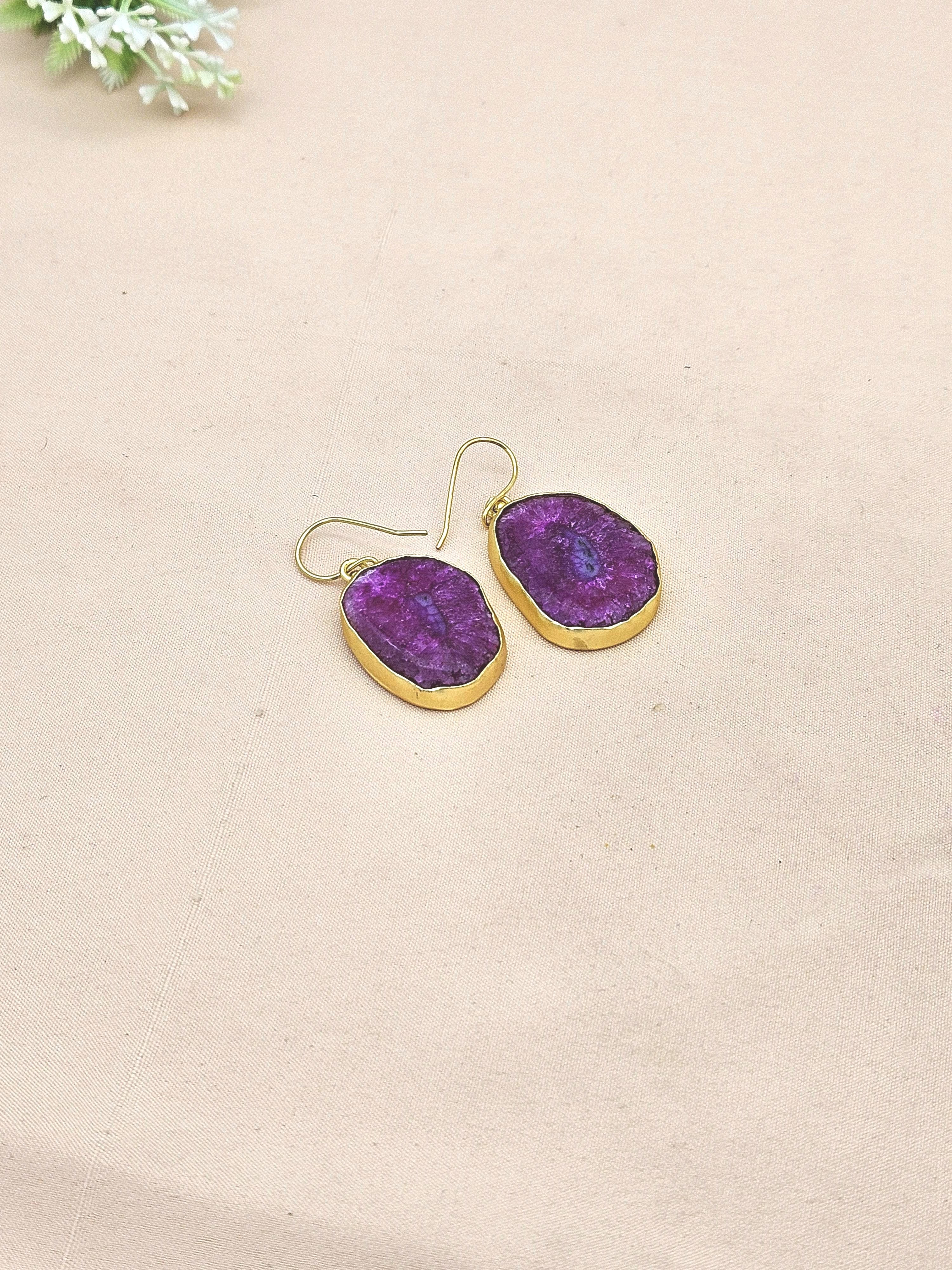 Charming Gold plated Pink Solar Quartz light weight Designer Dangle Drop Earrings