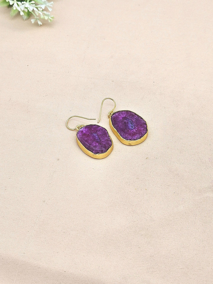 Charming Gold plated Pink Solar Quartz light weight Designer Dangle Drop Earrings