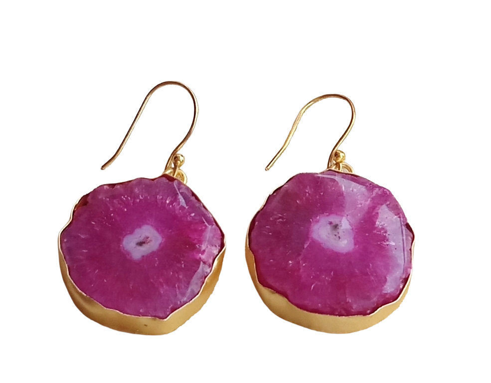 Charming Gold plated Pink Solar Quartz light weight Designer Dangle Drop Earrings
