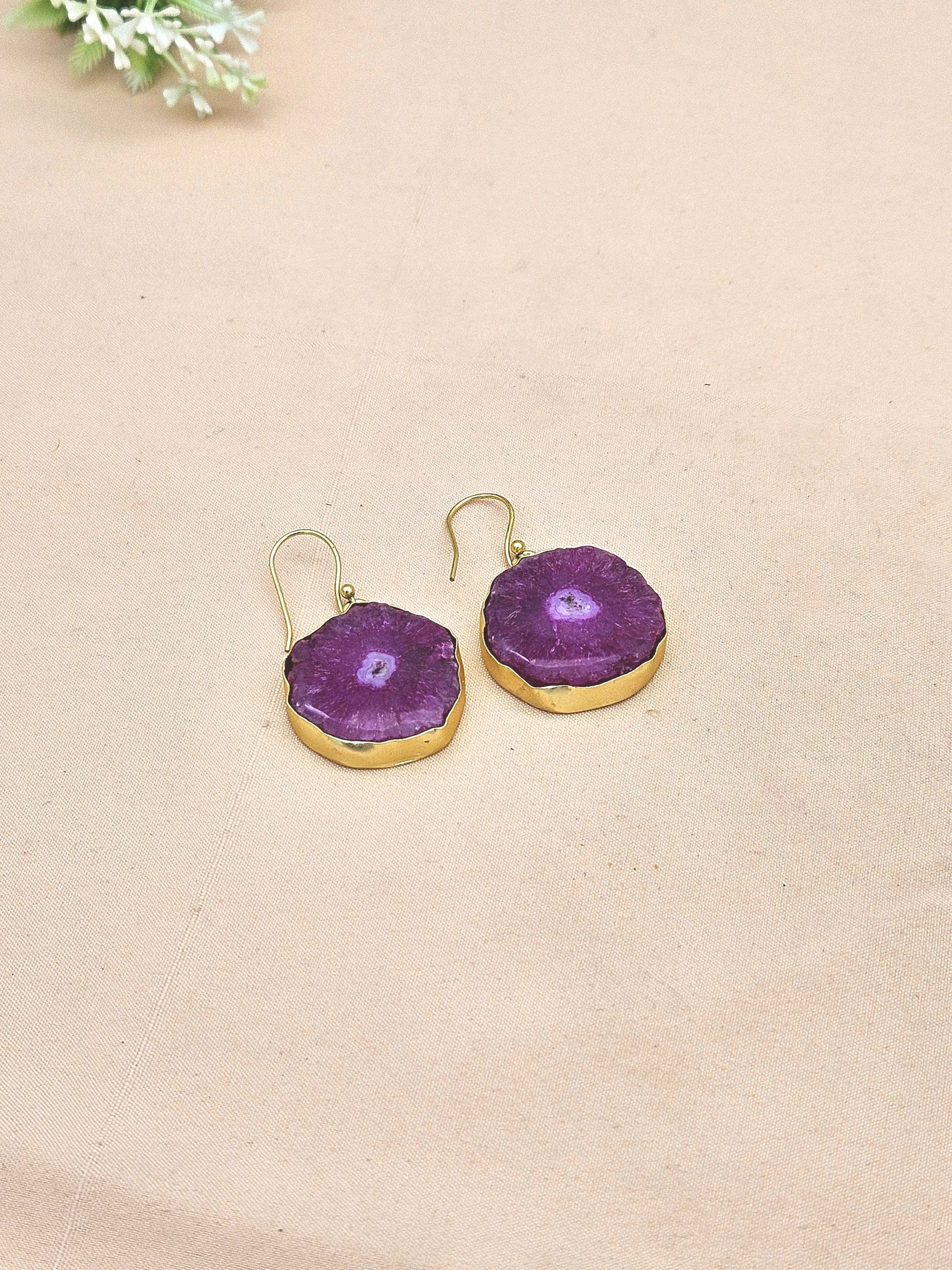 Charming Gold plated Pink Solar Quartz light weight Designer Dangle Drop Earrings