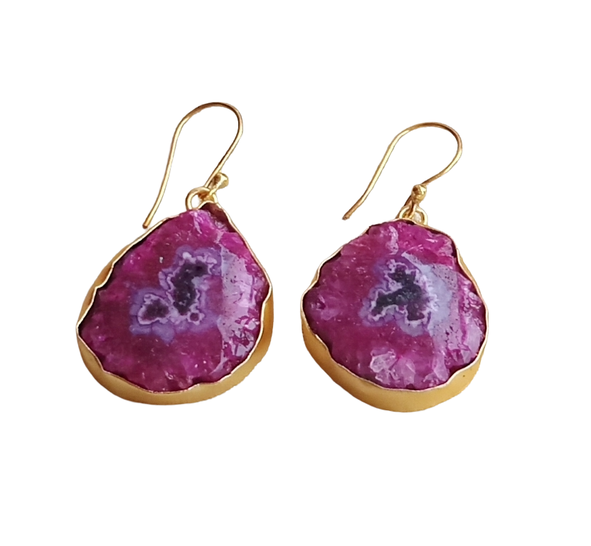Charming Gold plated Pink Solar Quartz light weight Designer Dangle Drop Earrings