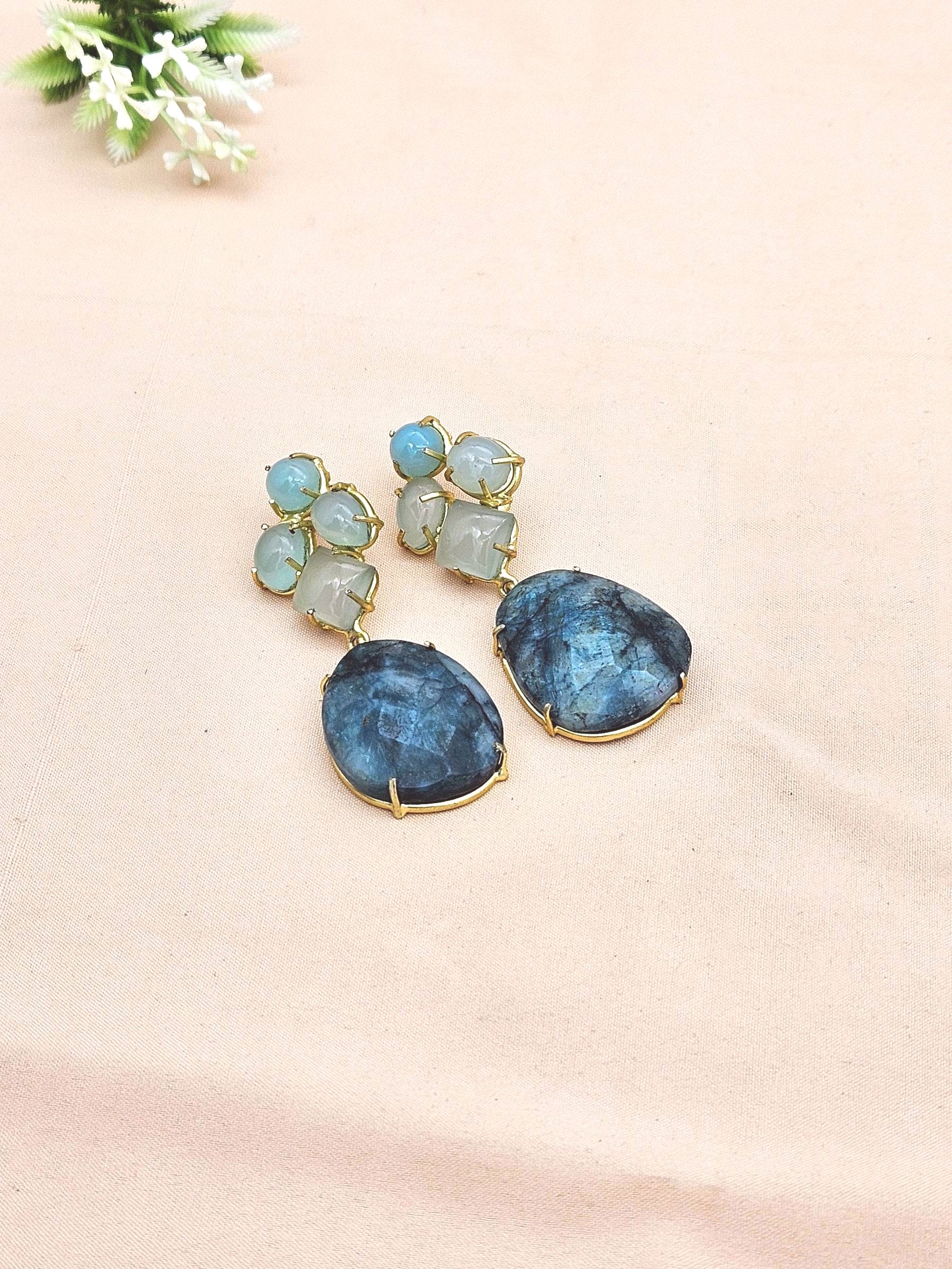 Amazing Handcrafted  Golden Chalcedony-Ropara Gem Stone Charming Designer Dangle Drop Earrings
