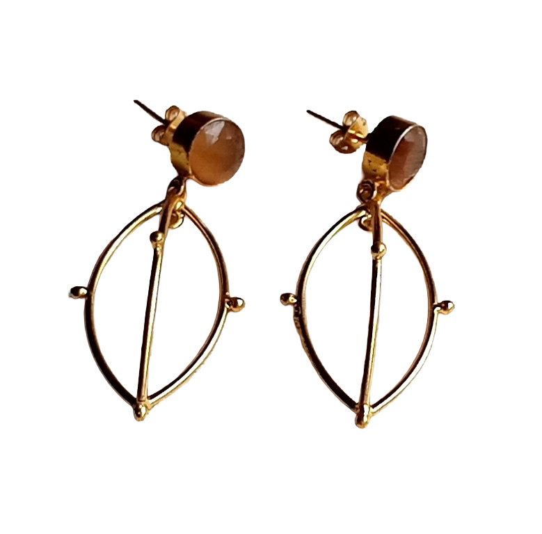 Artistic Gold plated Yellow Chalcedony Stone Cute Designer Dangle Drop Earrings