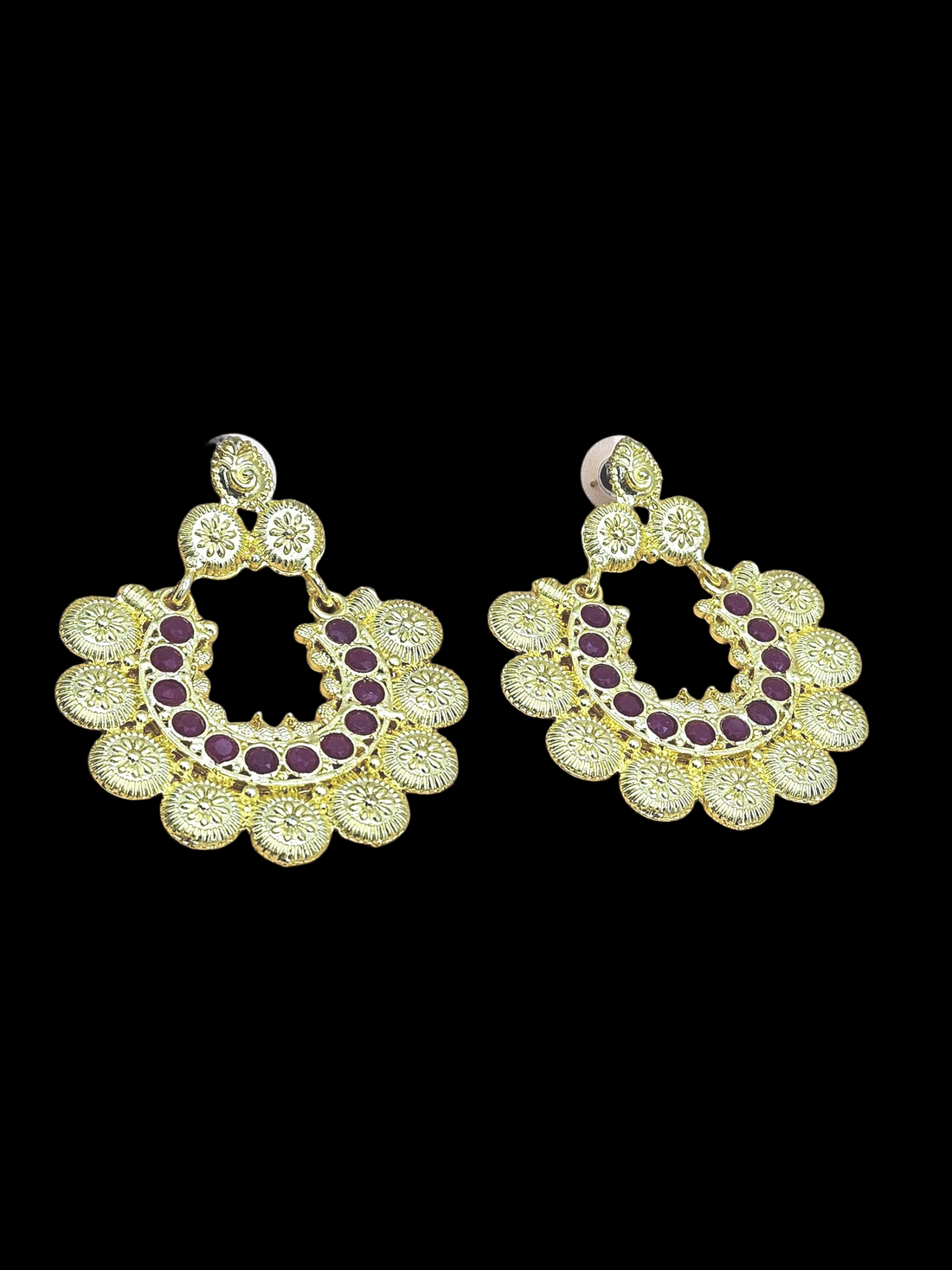 Beautiful Gold plated Red Glass Stone Designer Dangle Drop Earrings