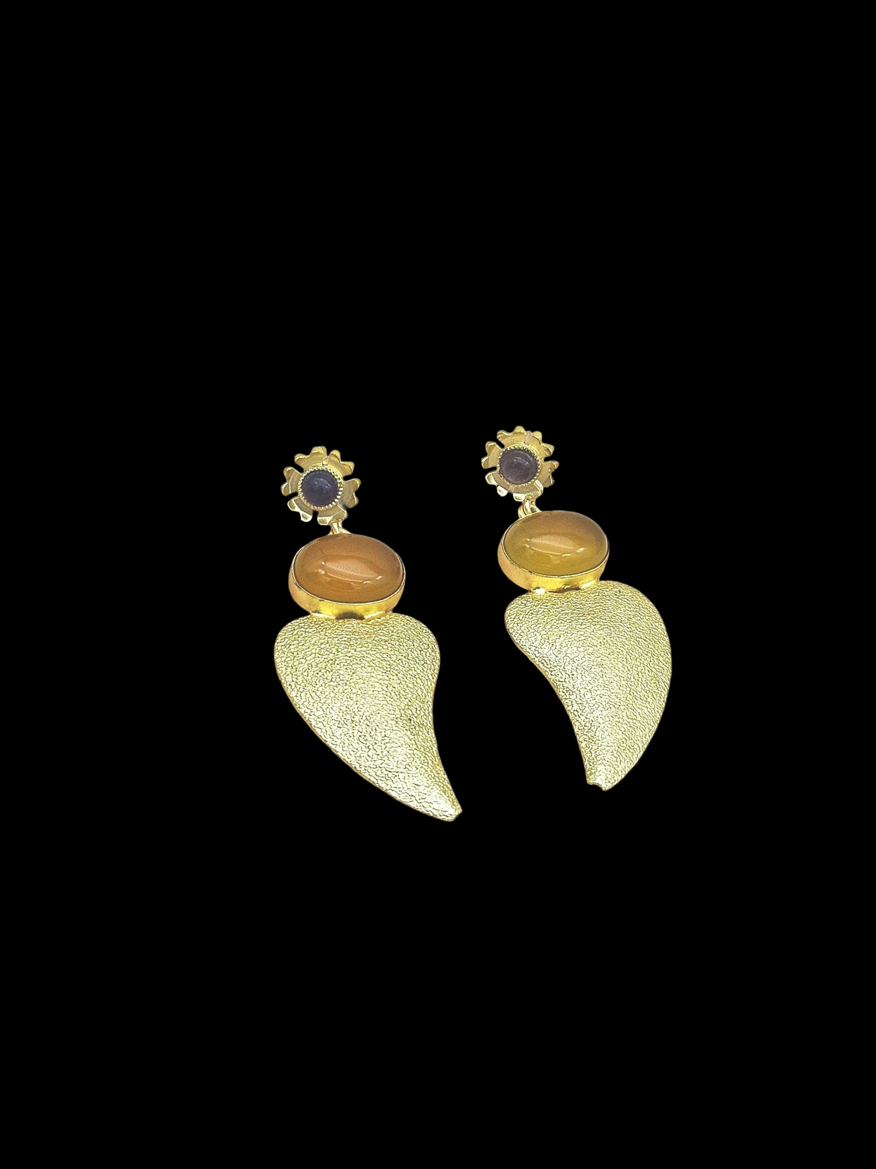 Attractive Gold plated Yellow Chalcedony-Amethyst Stone charming Designer Dangle Drop Earrings