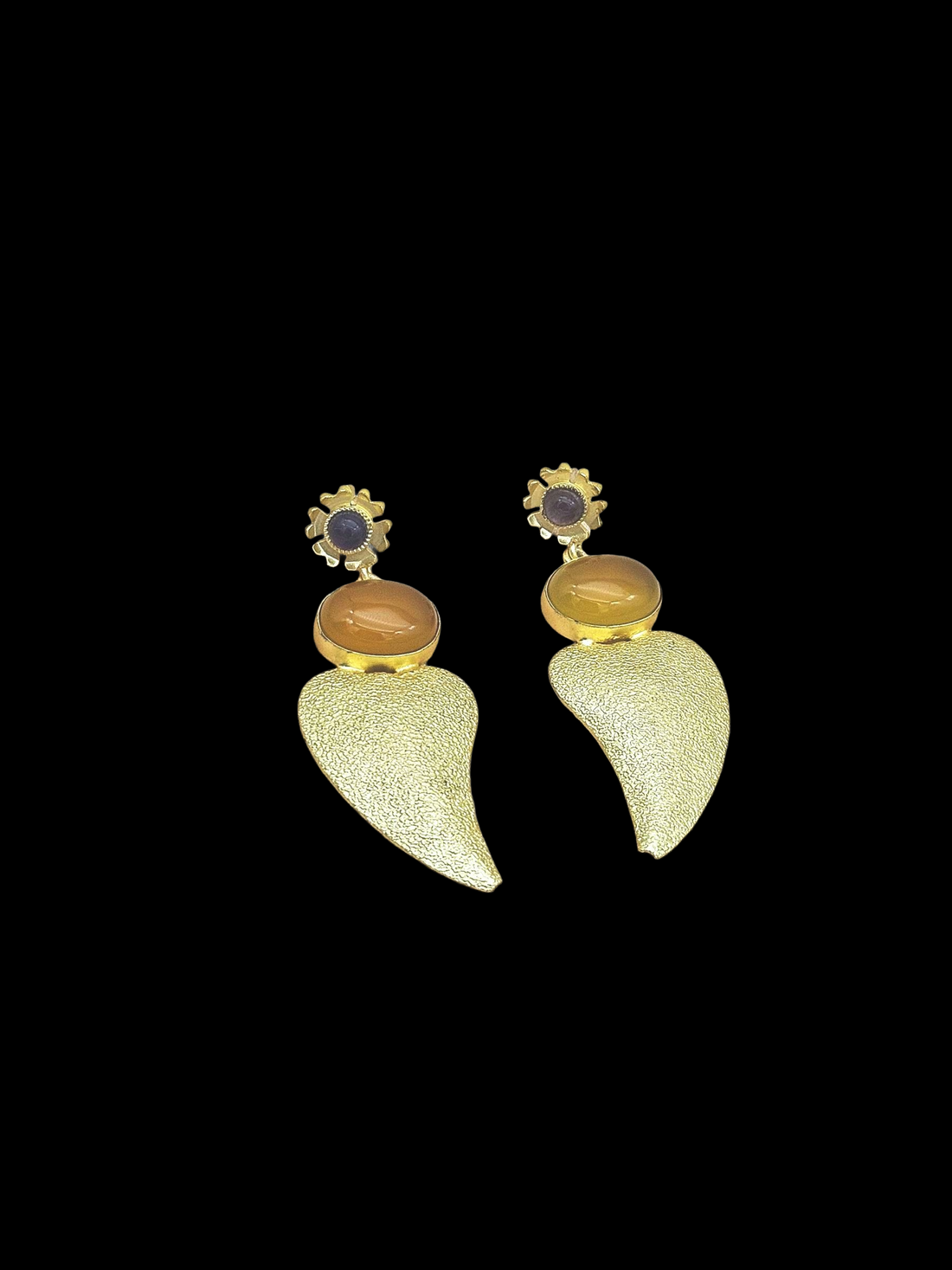 Attractive Gold plated Yellow Chalcedony-Amethyst Stone charming Designer Dangle Drop Earrings