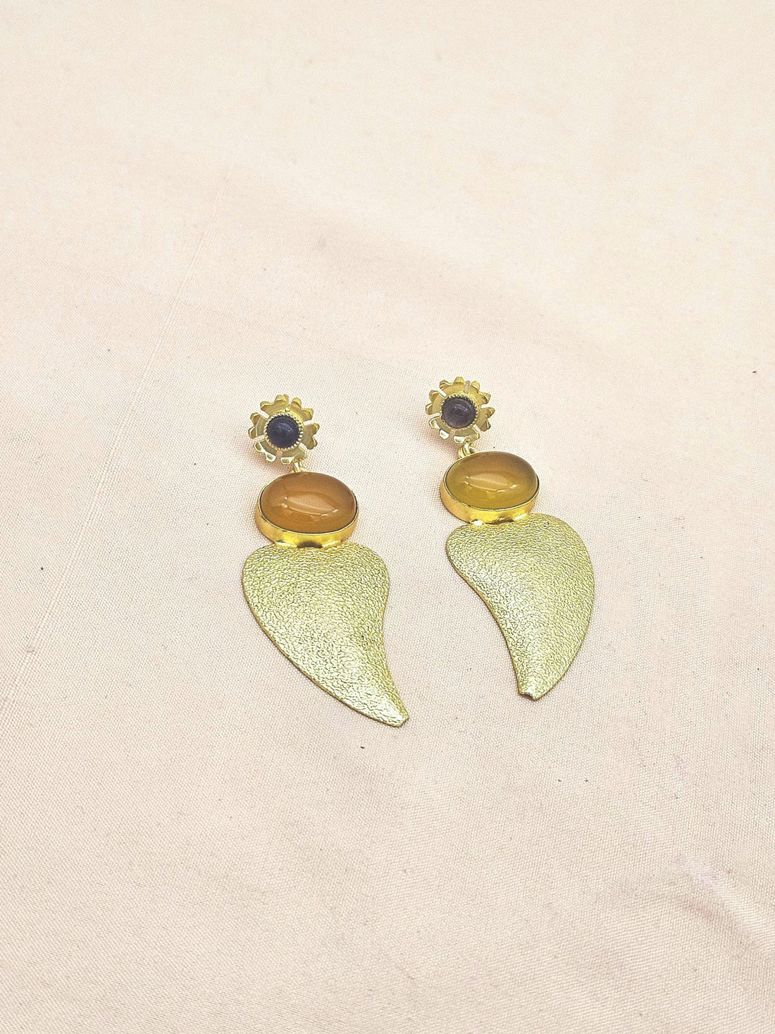 Attractive Gold plated Yellow Chalcedony-Amethyst Stone charming Designer Dangle Drop Earrings