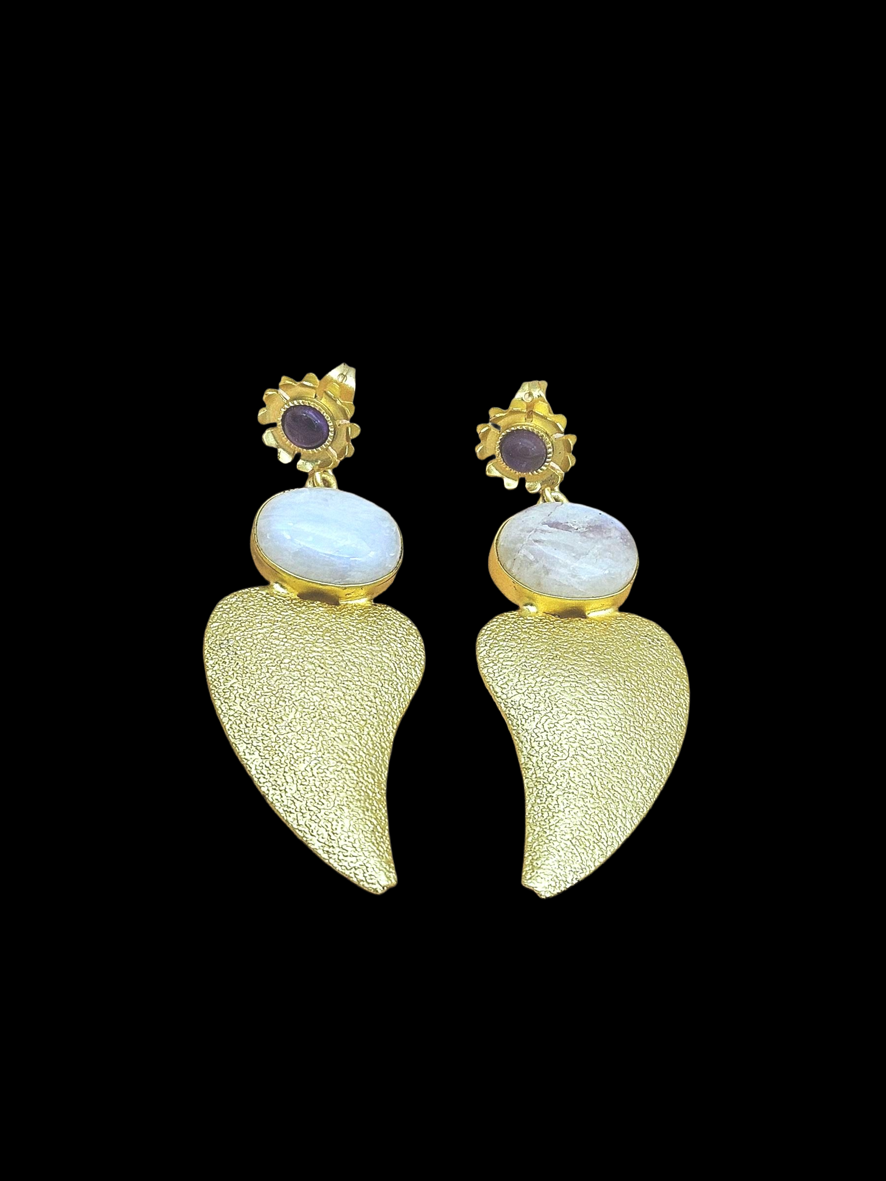 Attractive Gold plated Yellow White Rainbow-Amethyst Stone charming Designer Dangle Drop Earrings