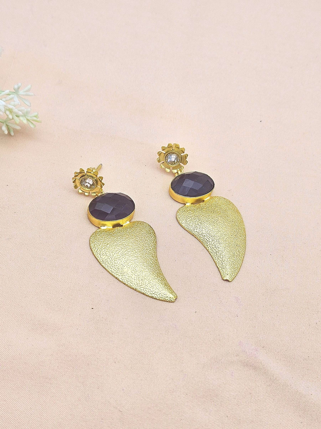 Attractive Gold plated Faceted Amethyst-AD Stone Charming Designer Dangle Drop Earrings