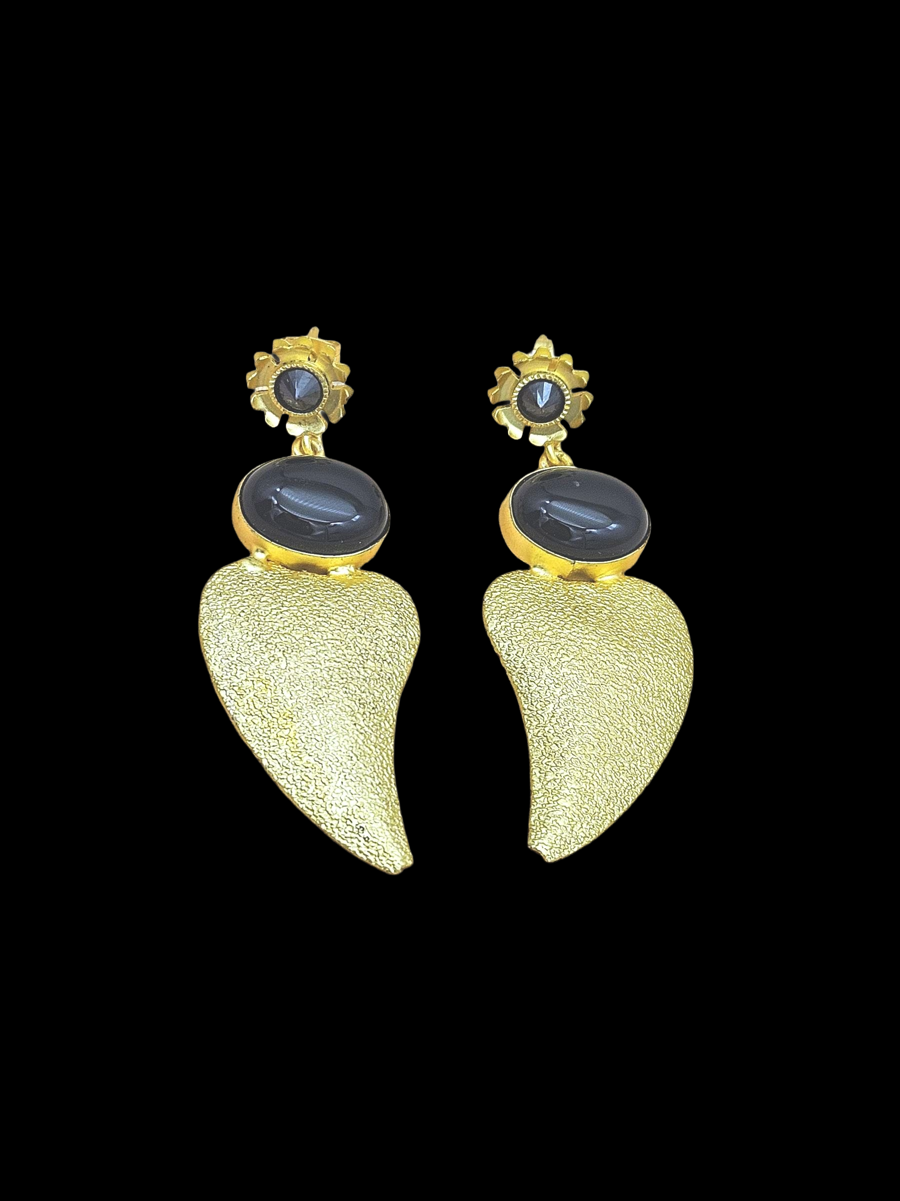 Attractive Gold plated Black Onyx  Stone Charming Designer Dangle Drop Earrings