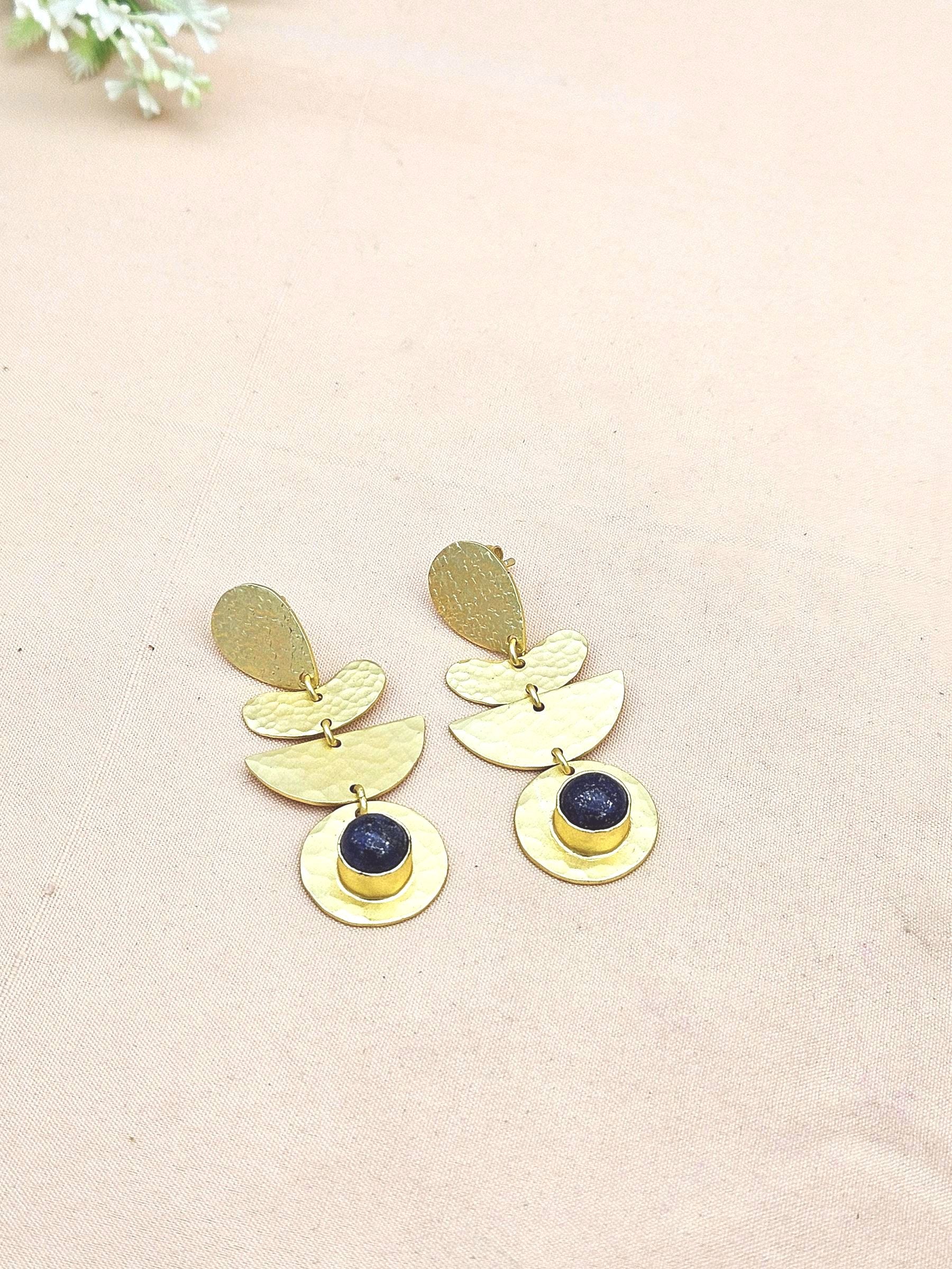 Amazing Gold plated Lapis Stone Charming Designer Dangle Drop Earrings