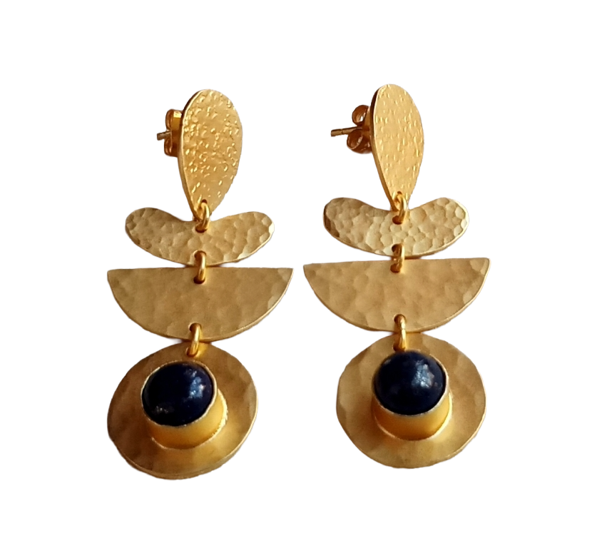 Amazing Gold plated Lapis Stone Charming Designer Dangle Drop Earrings