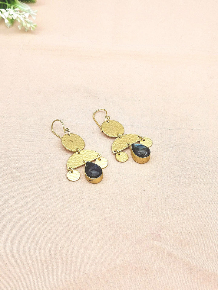 Beautiful Gold plated  Labradorite Gem Stone Charming Designer Dangle Drop Earrings