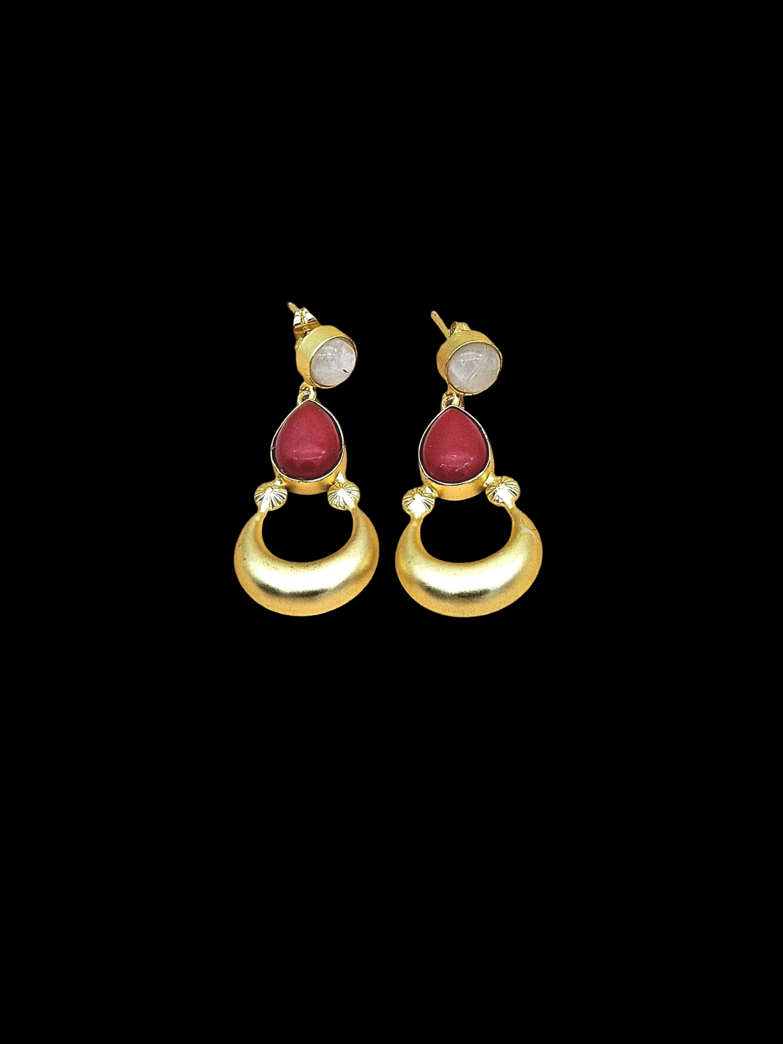 Awesome Gold plated White Rainbow Coral Stone Cute Designer Dangle Drop Earrings