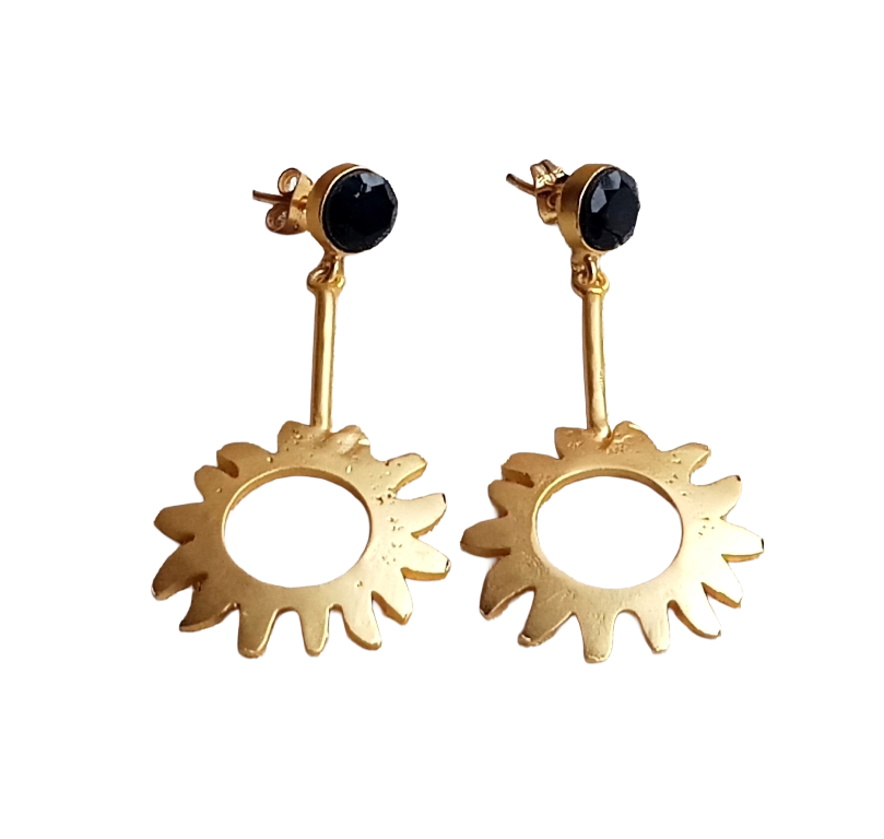 Charming Gold plated Black Onyx Designer Dangle Drop Earrings