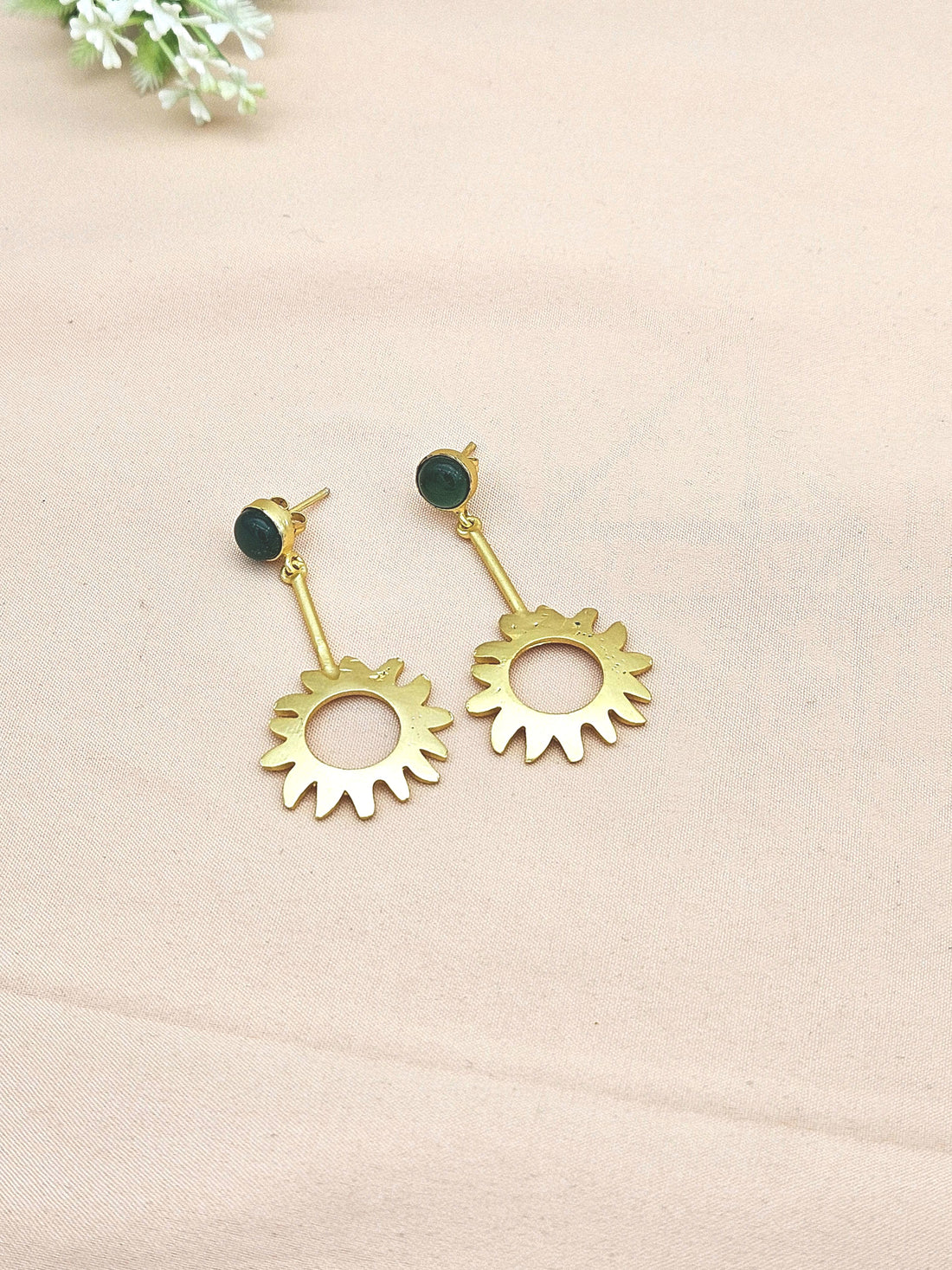 Charming Gold plated Green Onyx Designer Dangle Drop Earrings