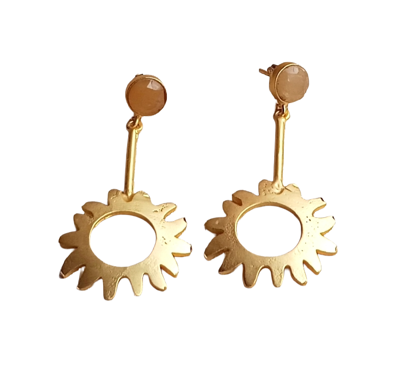 Charming Gold plated Yellow Chalcedony Designer Dangle Drop Earrings