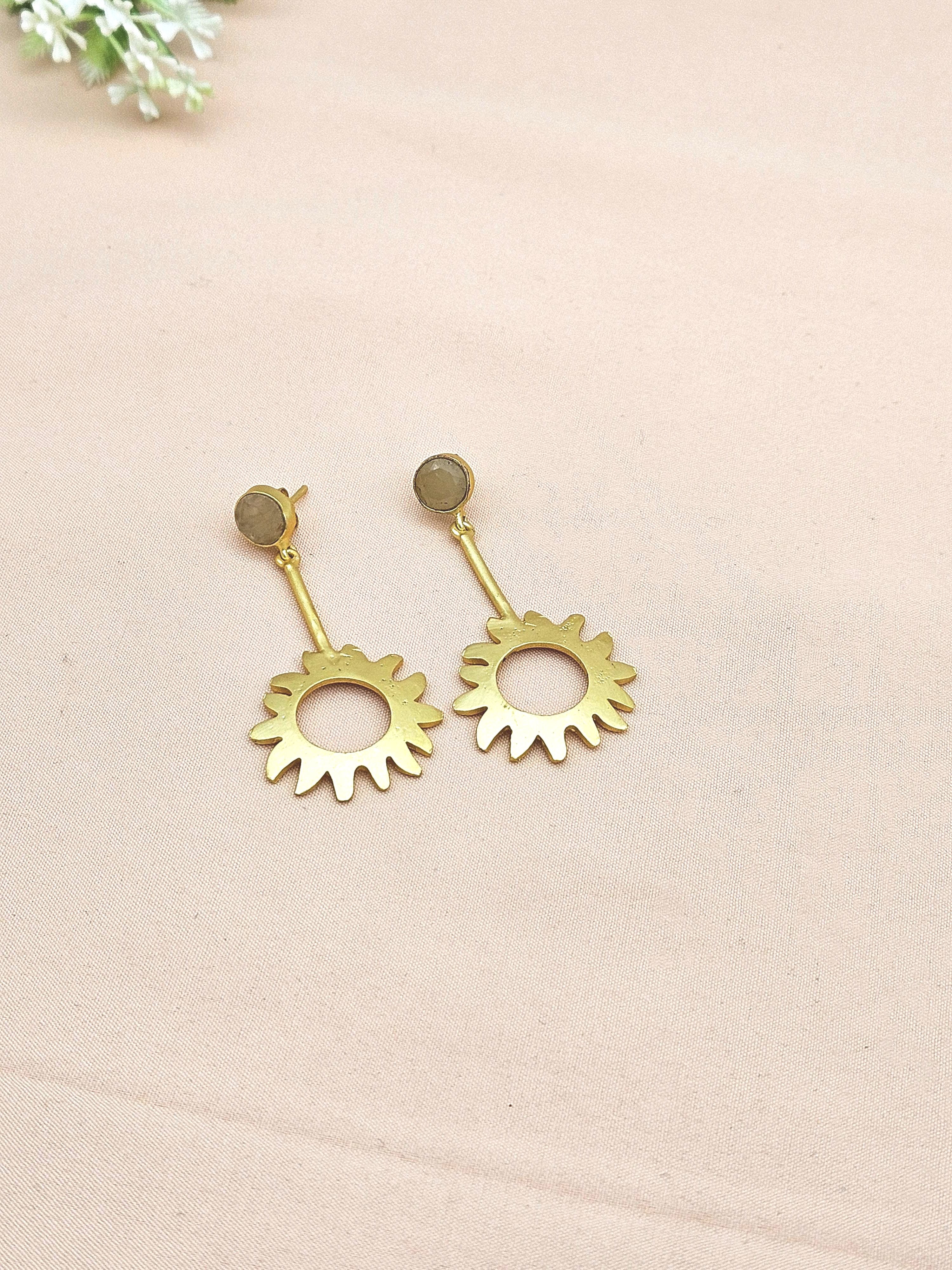 Charming Gold plated Yellow Chalcedony Designer Dangle Drop Earrings
