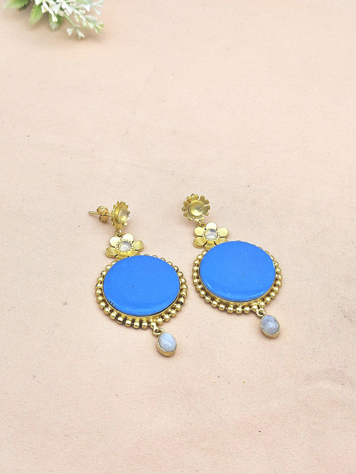 Gold plated Synthetic Turquoise White Rainbow  Sy.Pink Opal Charming Designer Dangle Drop Earrings