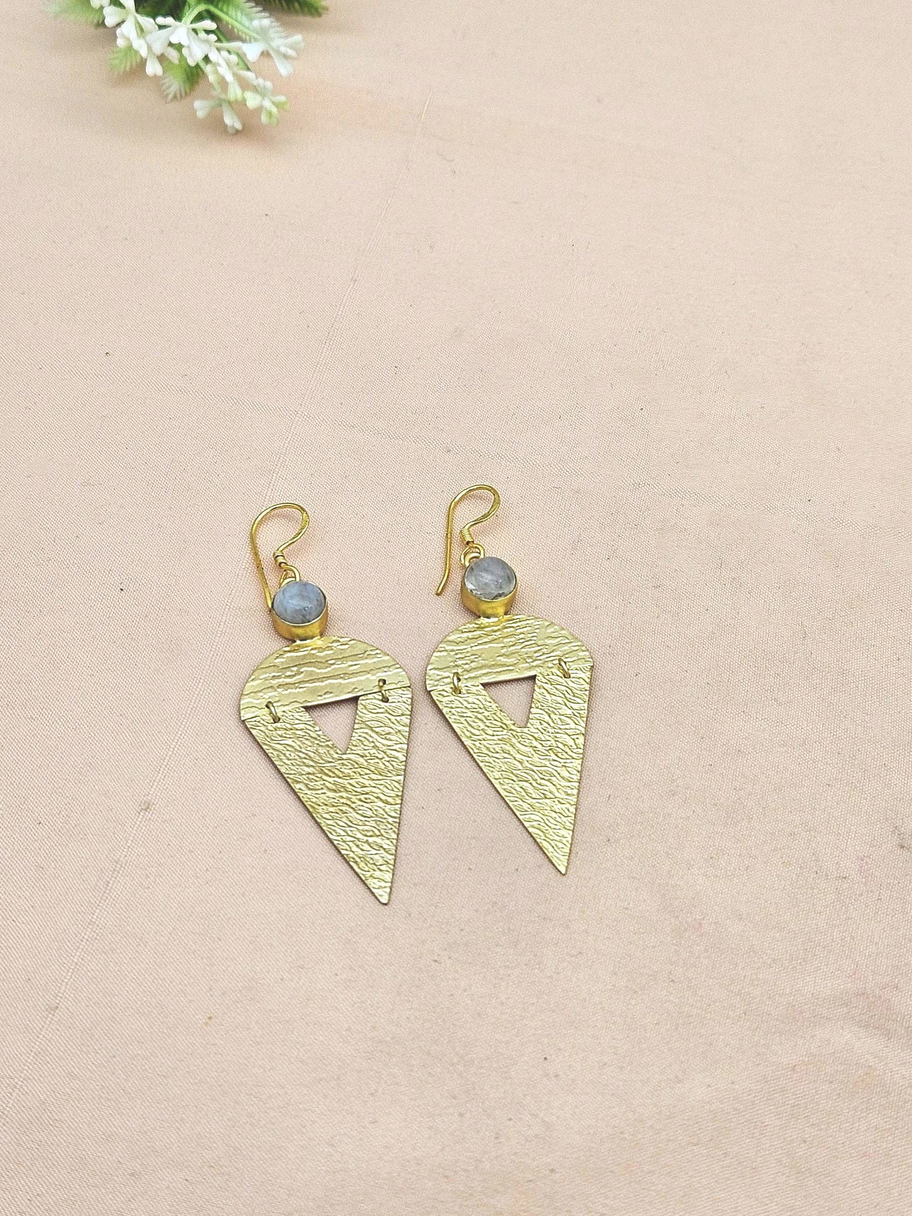 Awesome Matte Finish Gold plated White Rainbow light weight Charming Designer Dangle Drop Earrings
