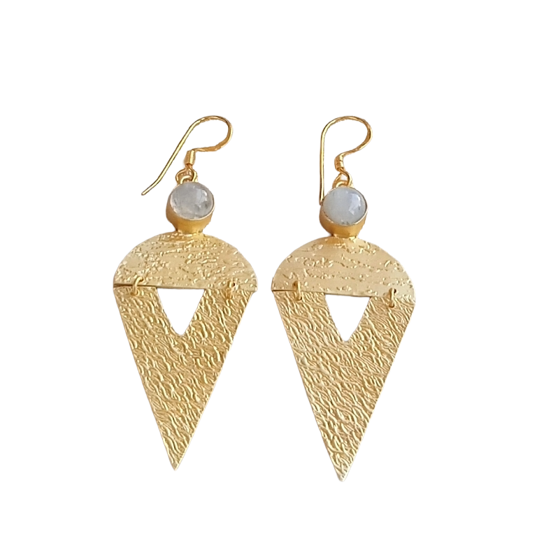 Awesome Matte Finish Gold plated White Rainbow light weight Charming Designer Dangle Drop Earrings