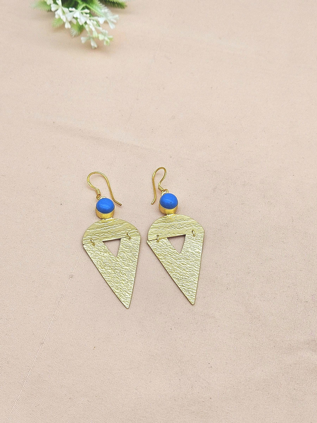 Awesome Matte Finish Gold plated Synthetic Turquoise light weight Charming Designer Dangle Drop Earrings