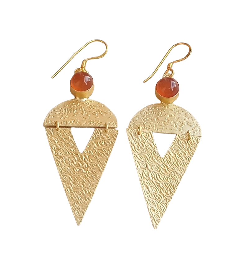 Awesome Matte Finish Gold plated Red Onyx light weight Charming Designer Dangle Drop Earrings