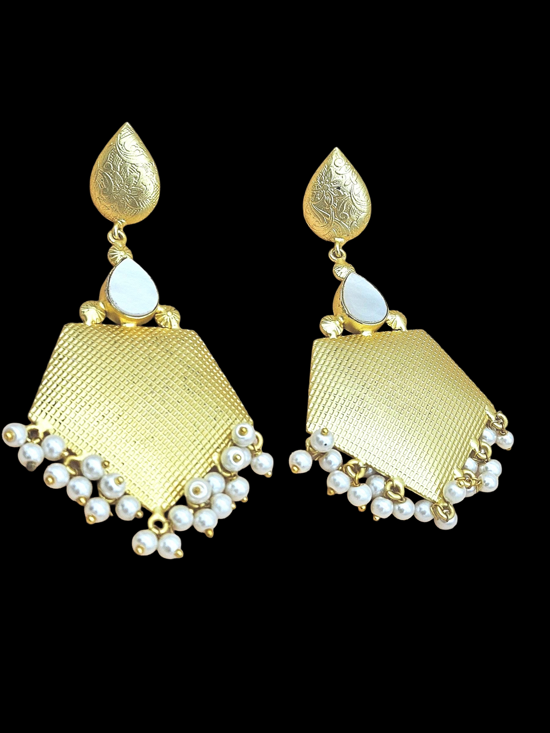 Amazing Gold plated MOP - Pearl Stone Cute Designer Dangle Drop Earrings