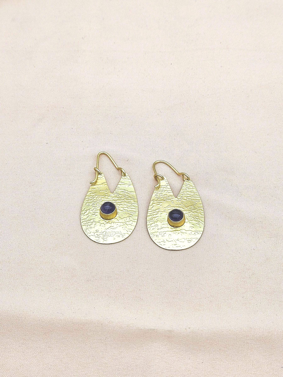 Artistic Golden Amethyst Stone Matte Finish cute Designer Dangle Drop Earrings