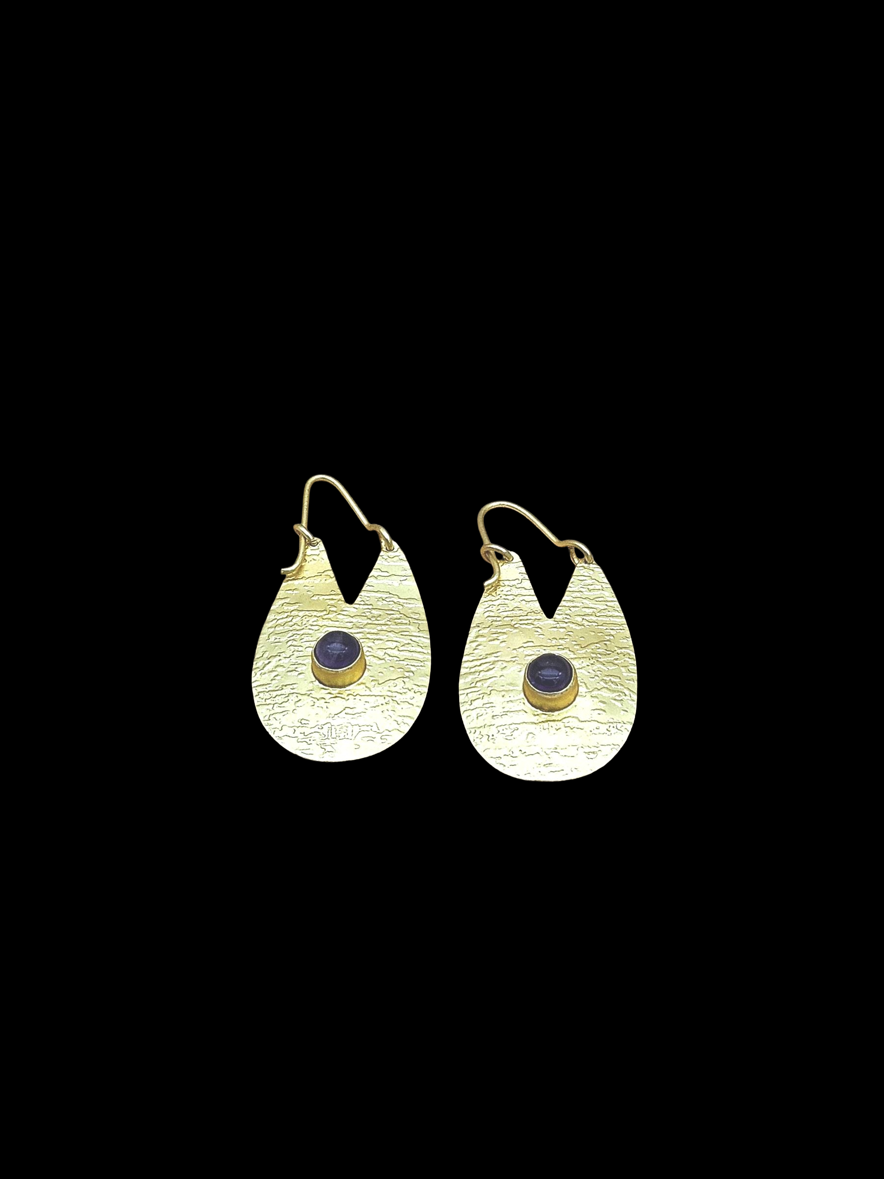 Artistic Golden Amethyst Stone Matte Finish cute Designer Dangle Drop Earrings
