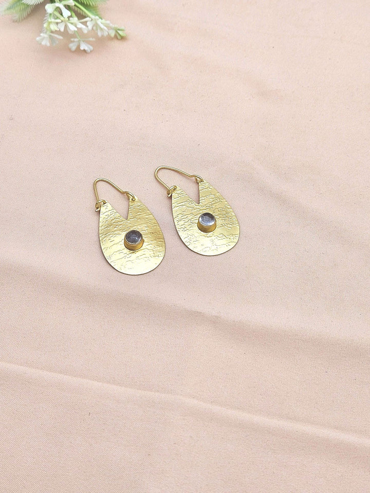 Artistic Golden Crystal Stone Matte Finish cute Designer Dangle Drop Earrings