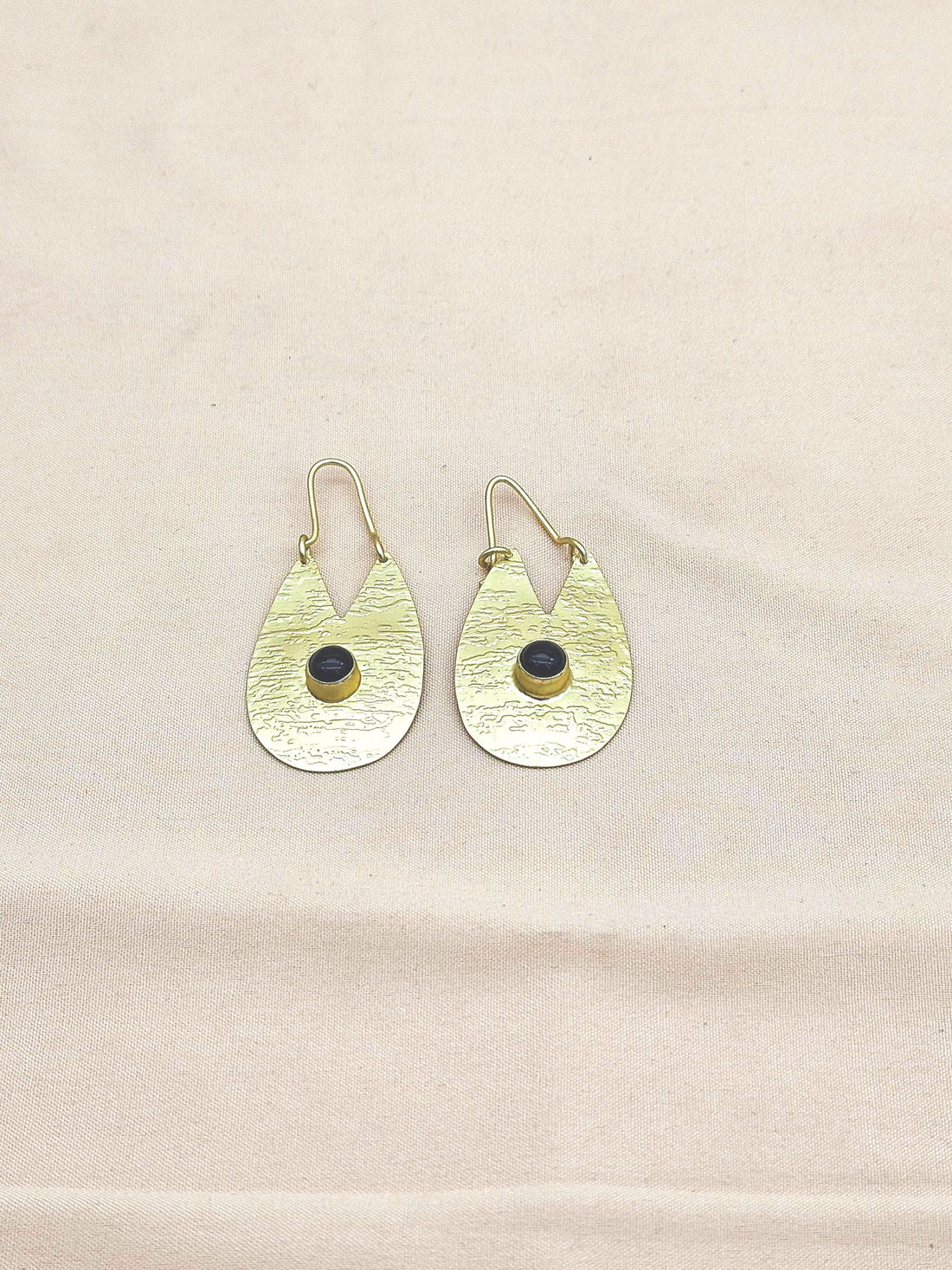 Artistic Golden Black Onyx Stone Matte Finish cute Designer Dangle Drop Earrings
