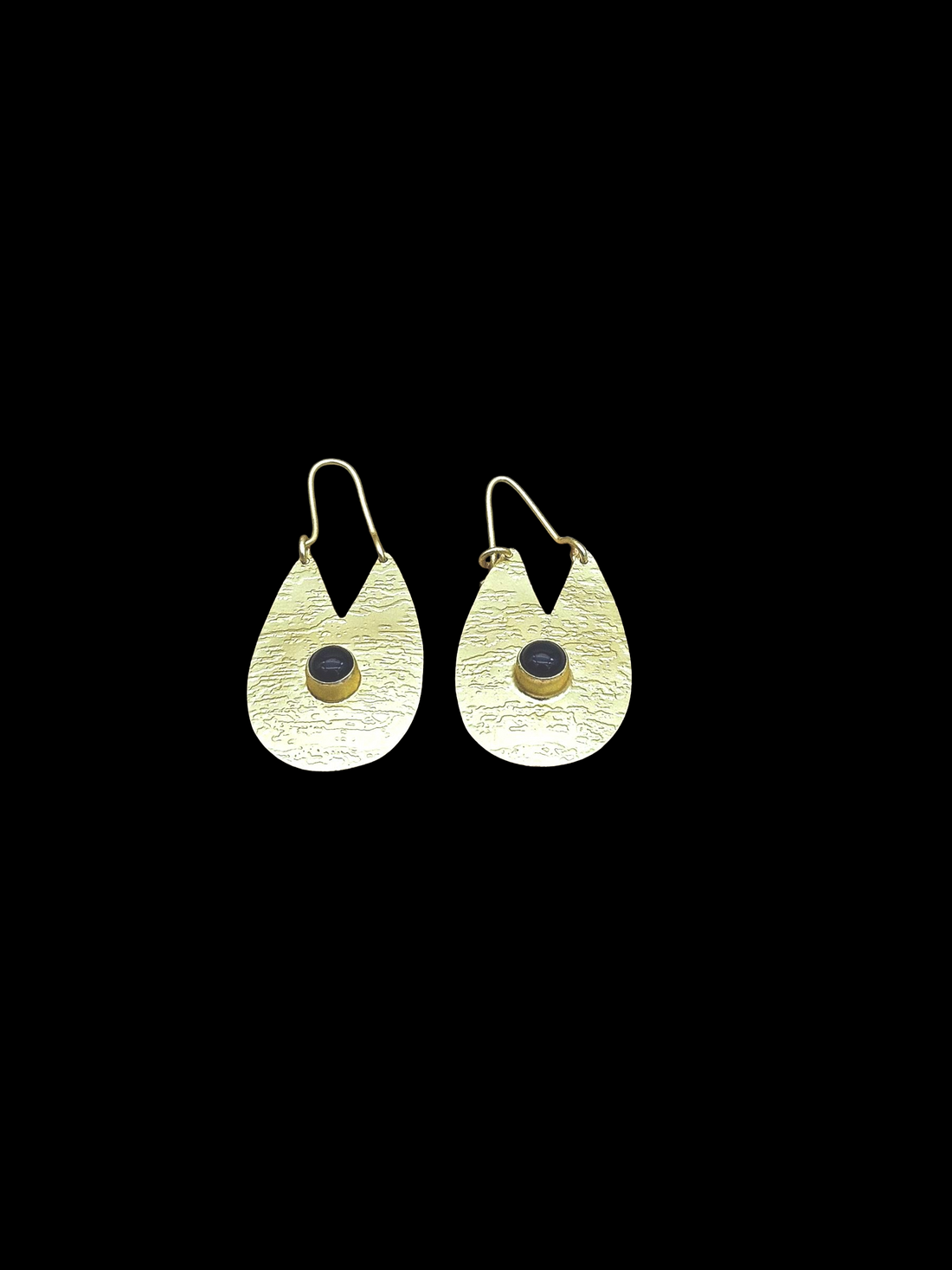 Artistic Golden Black Onyx Stone Matte Finish cute Designer Dangle Drop Earrings