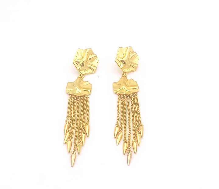 Awesome Gold Plated Floral Charming Chain Designer Dangle Drop Earrings