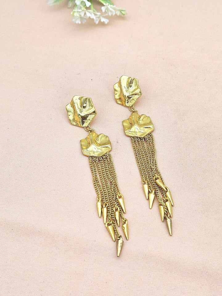 Awesome Gold Plated Floral Charming Chain Designer Dangle Drop Earrings