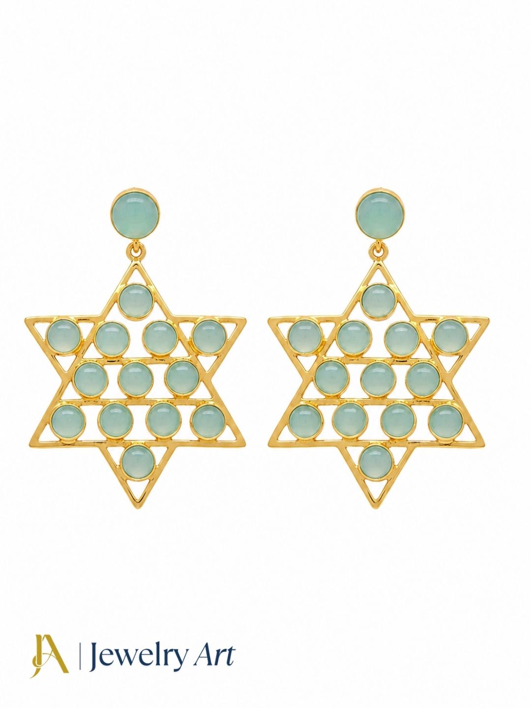 Handcrafted gold plated Chalcedony lightweight earrings for women
