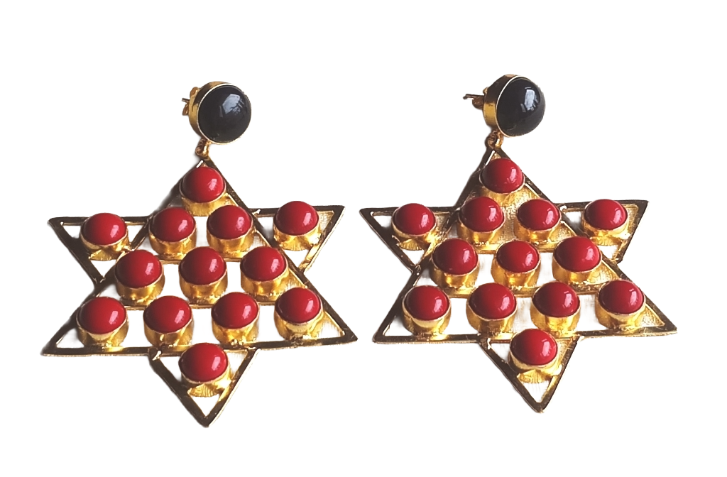 Amazing Gold Plated Imitation Stones Astronomical Star Designer Party Wear Dangle Drop Earrings