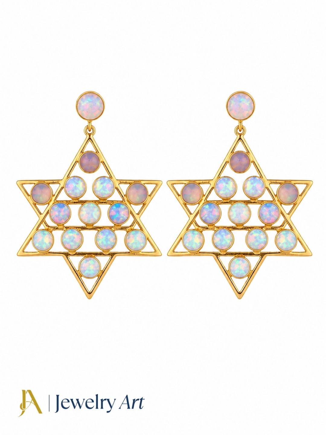 Fashionable Synthetic Opal gemstone lightweight earrings for women
