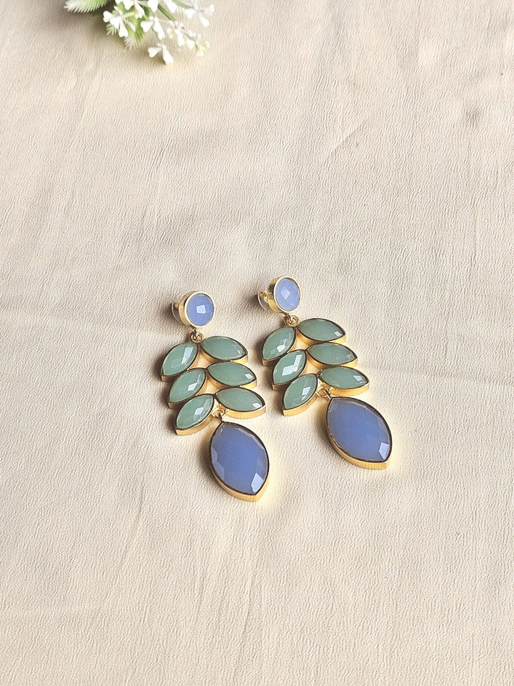 Gorgeous Antique Gold Semi Precious Stones Artistic Designer Dangle Earring.