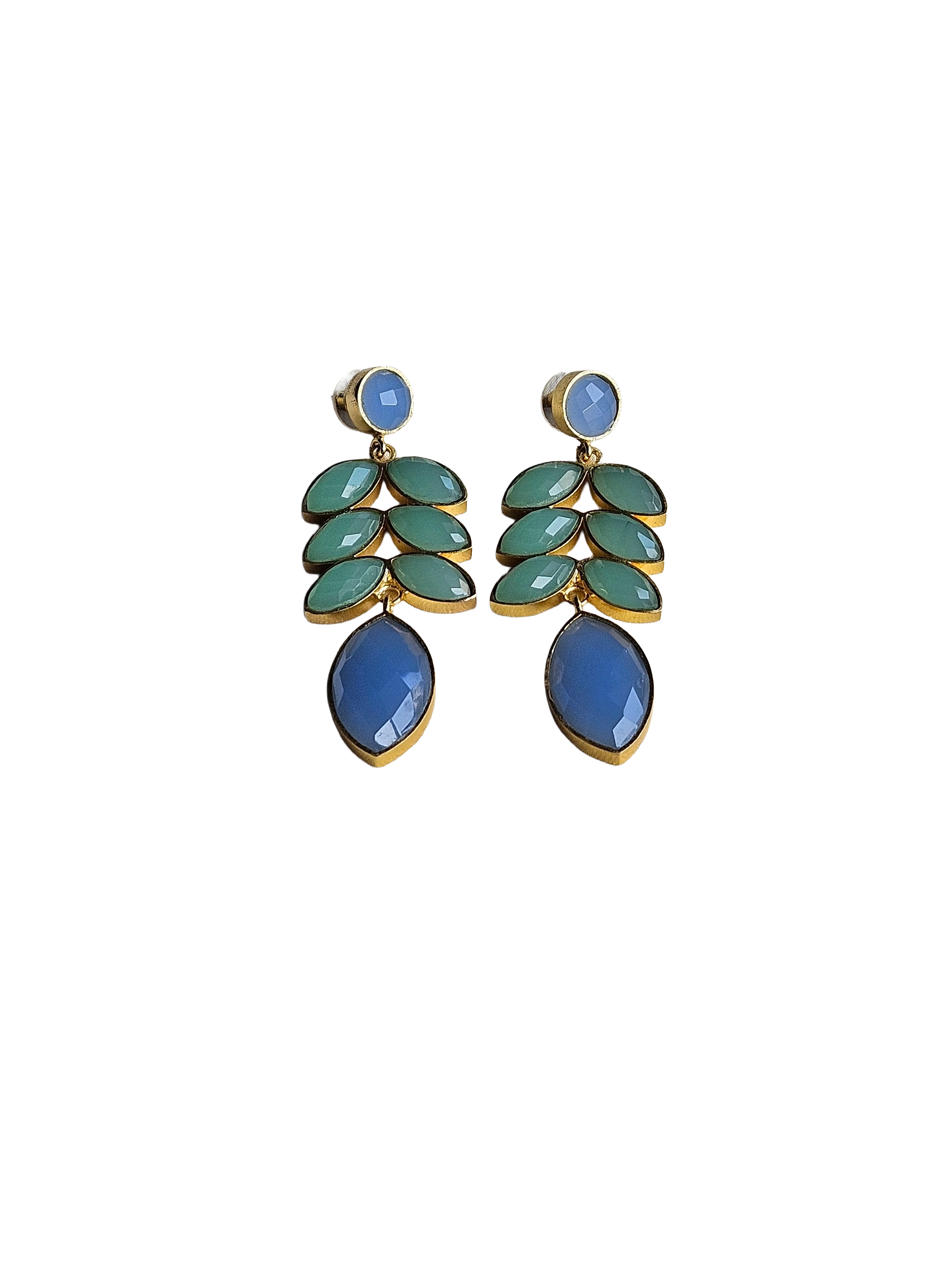 Gorgeous Antique Gold Semi Precious Stones Artistic Designer Dangle Earring.