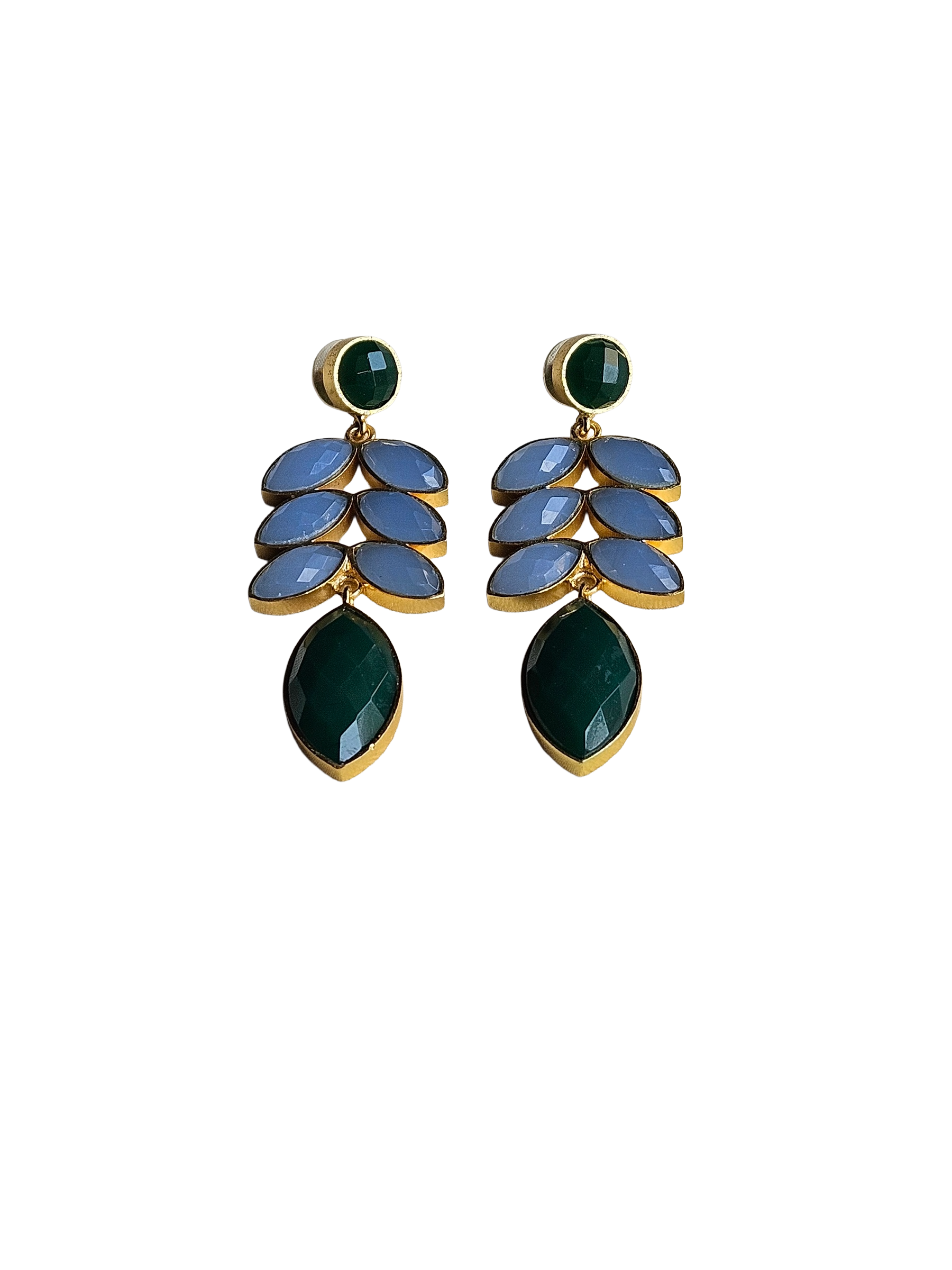 Gorgeous Antique Gold Semi Precious Stones Artistic Designer Dangle Earring.